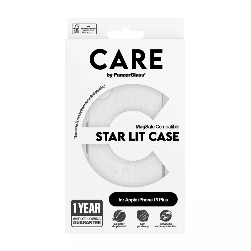 PanzerGlass CARE™ by ® Urban Combat -kotelo Star Lit valkoisella MagSafe iPhone 16 Plus