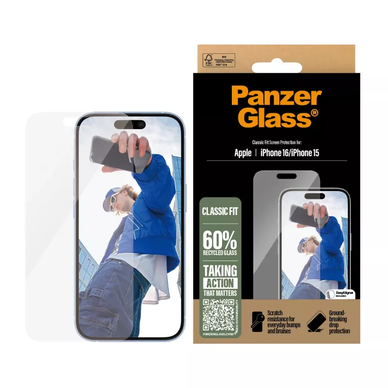 PanzerGlass® näytönsuoja iPhone 16 | 15 | Classic Fit
