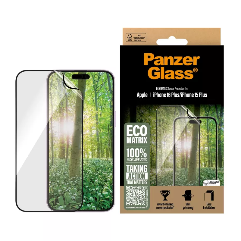 PanzerGlass ® ECO MATRIX näytönsuoja iPhone 16 Plus | 15 Plus | Ultra-Wide Fit