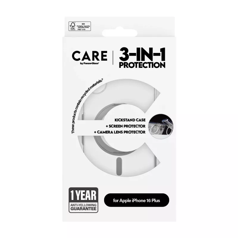 PanzerGlass CARE by ® Feature 3-in-1 keramiikkapaketti iPhone 16 Plus