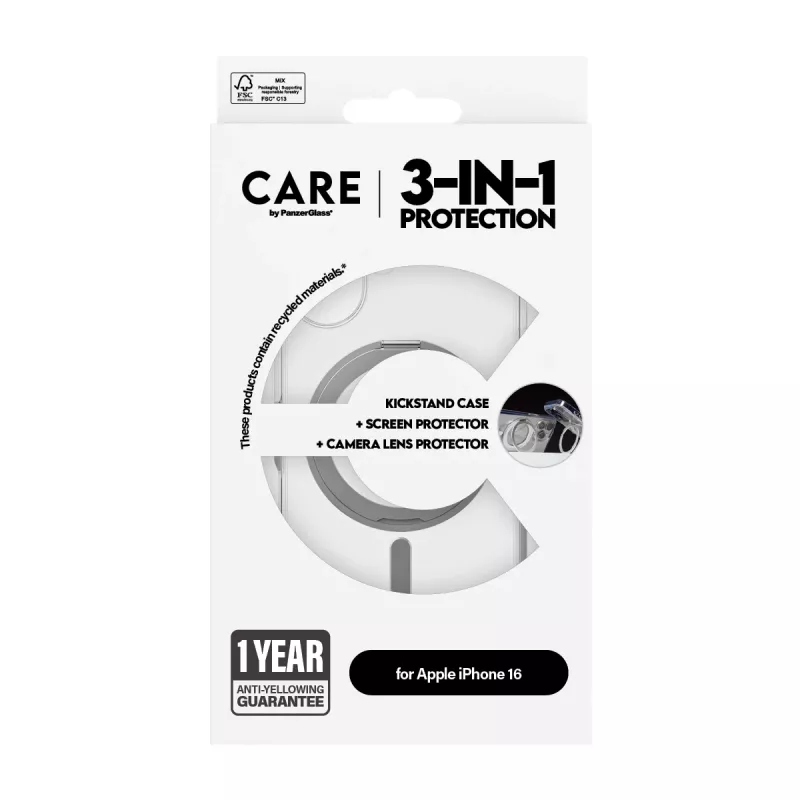 PanzerGlass CARE by ® Feature 3-in-1 Ceramic -paketti iPhone 16