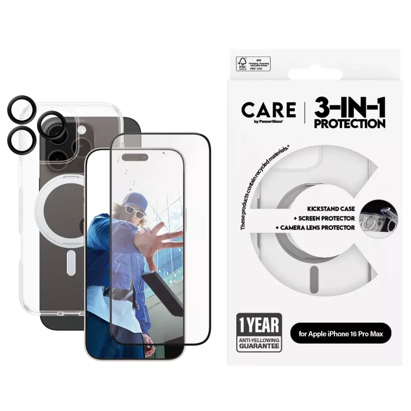 PanzerGlass CARE by ® Feature 3-in-1 keramiikkapaketti iPhone 16 Pro Max