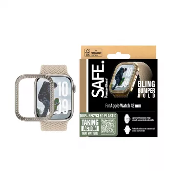 PanzerGlass SAFE. by ® Bling Bumper kulta Apple Watch Series 10 42mm läpinäkyvä