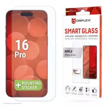 Displex Smart Glass (9H) Apple iPhone 16 Pro, asennustarra, särkymätön