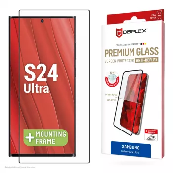 Displex Premium Anti-Reflex näytönsuojakalvo (heijastamaton täyspeitto, 10H) Samsung Galaxy S24 Ultra, Eco-asennuskehys, täyspeitto