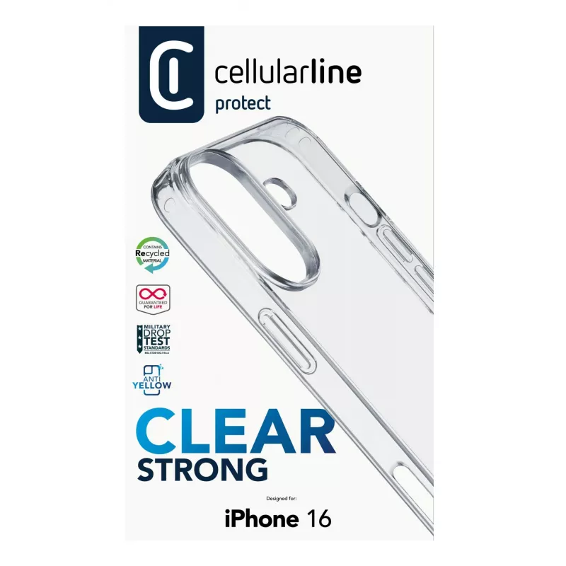 Suojakotelo Cellularline CLEARDUOIPH16T iPhone 16 läpinäkyvä 15,5 cm