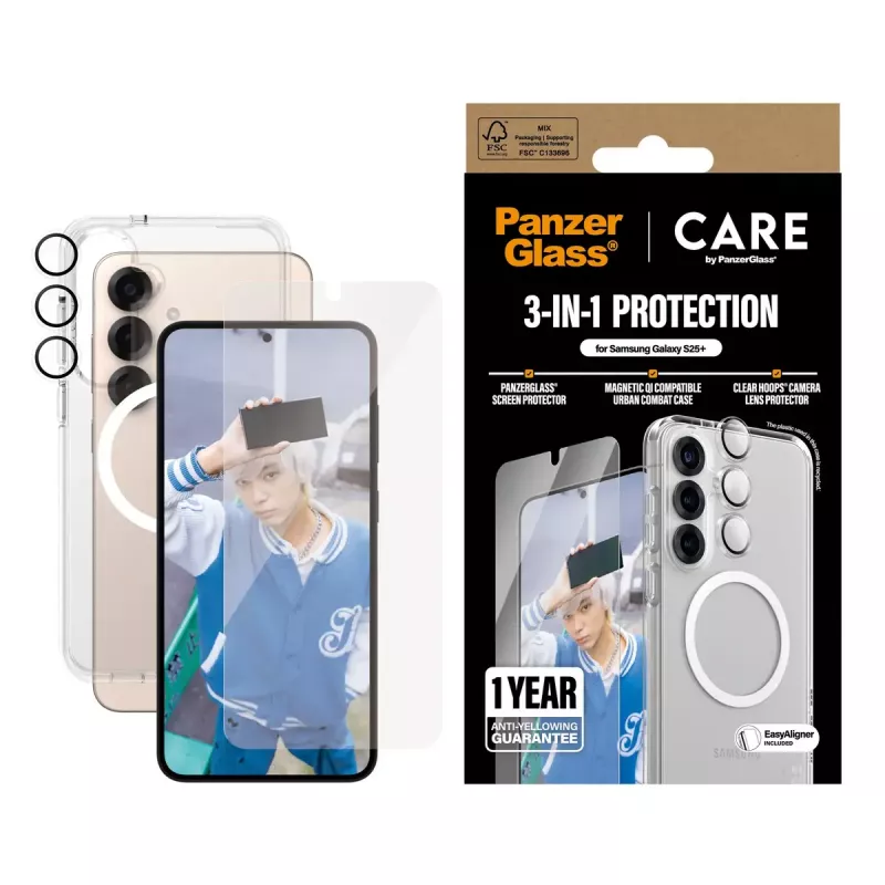PanzerGlass ® | CARE by ® Flagship 3-in-1 -paketti Samsung Galaxy S25+