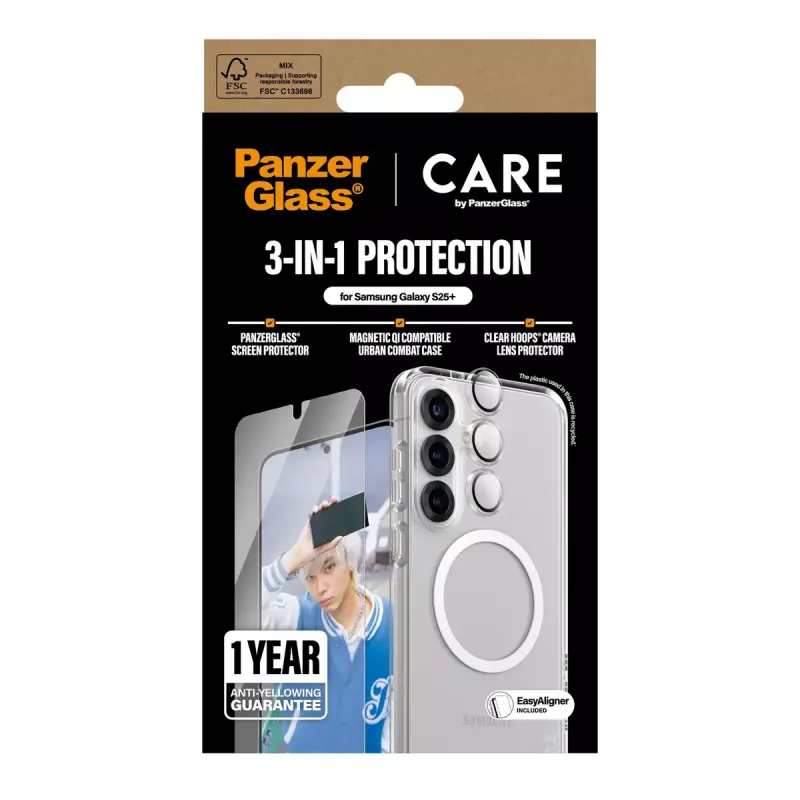 PanzerGlass ® | CARE by ® Flagship 3-in-1 -paketti Samsung Galaxy S25+