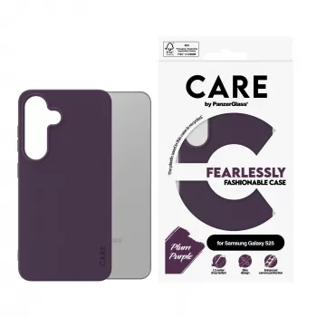 Suojakotelo PanzerGlass CARE by muodikas kotelo Plum violetti Samsung Galaxy S25 läpinäkyvä