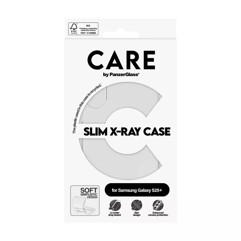PanzerGlass suojakuori Samsung Galaxy S25+, läpinäkyvä, X-Ray Soft