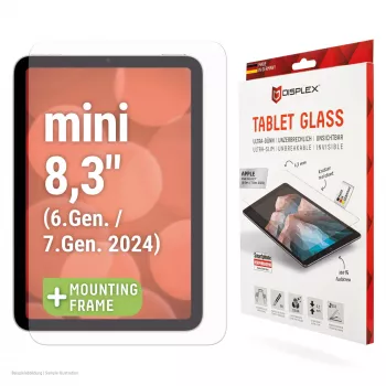 Displex näytönsuojakalvo (9H) Apple iPad mini 8,3'' (6. sukup./7. sukup. 2024), Eco-asennuskehys, naarmuuntumaton