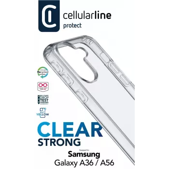 Cellularline Clear Protect - Galaxy A36/A56 kova kuori kumireunoilla