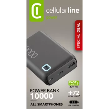 Cellularline ESSENCE TURBO 10000 kannettava laturi 10000mAh Power Delivery 20W