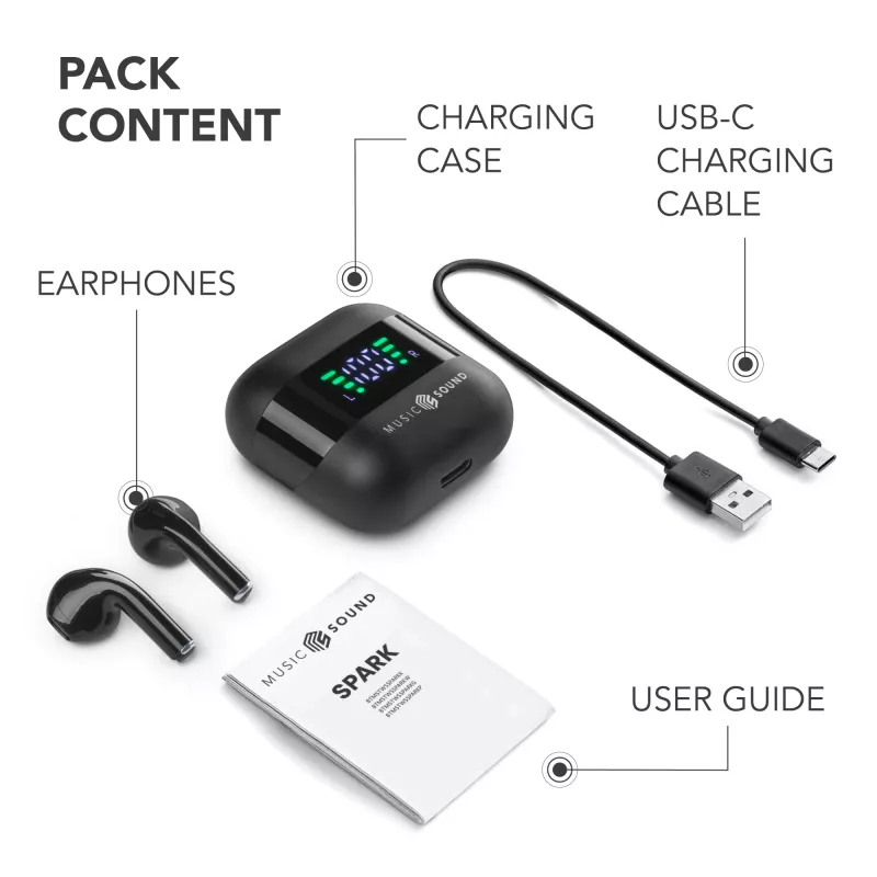 Music Sound SPARK TWS-kuulokkeet LED-näytöllä
