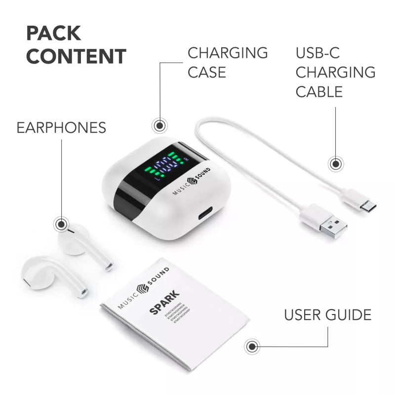 Music Sound SPARK TWS-kuulokkeet LED-näytöllä