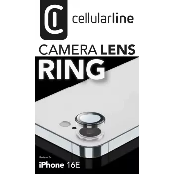 Näytön ja kameran linssin suojakalvo Cellularline CAMERARINGIPHSE4 iPhone SE 2025 naarmuuntumaton läpinäkyvä