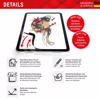 Displex TABLET PAPERSENSE iPad Pro 13'' (2024)/Air 13'' (2025/2024), irrotettava kirjoitus- tai piirtokalvo paperituntumalla