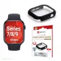 Displex 10H karkaistu lasi Apple Watch 9/8/7 (45 mm), kokovartalokotelo, IP68, Snap-On, musta matta