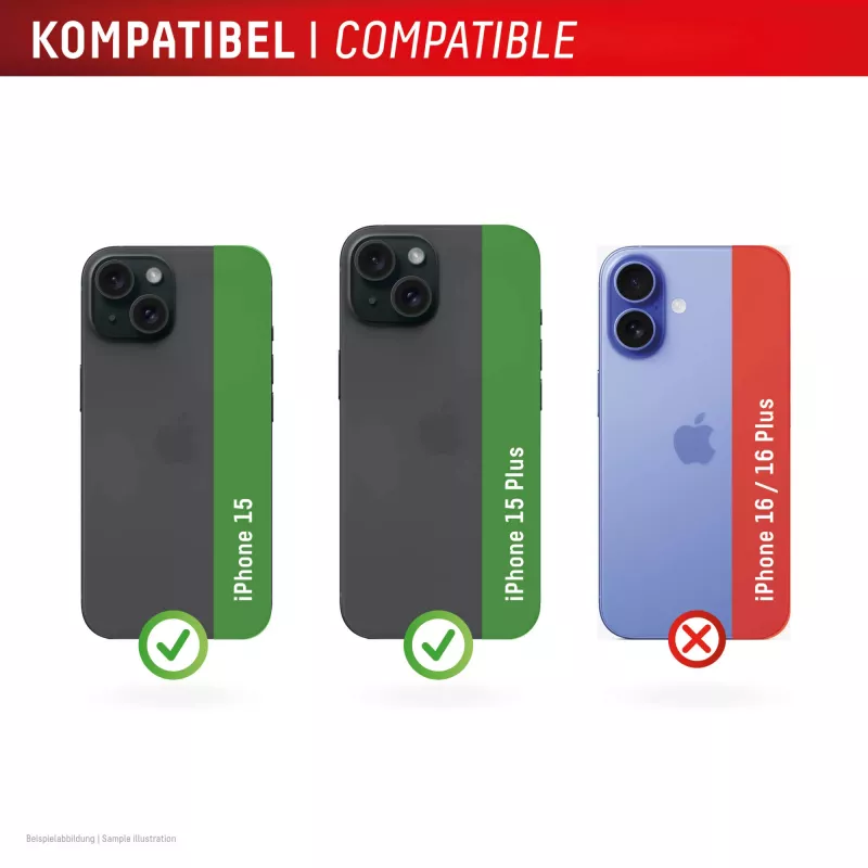Displex Premium kameraobjektiivilasi, iPhone 15/15 Plus, 10H, yksittäiset renkaat, DLC, läpinäkyvä, Quick Mount