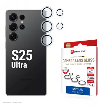 Displex Premium kameralinssilasi, Samsung Galaxy S25 Ultra, 10H, yksittäiset renkaat, DLC, läpinäkyvä, pika-asennus
