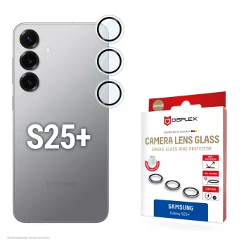 Displex Premium kameraobjektiivilasi, Samsung Galaxy S25+, 10H, yksittäiset renkaat, DLC, läpinäkyvä, Quick Mount