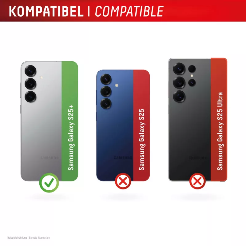Displex Premium kameraobjektiivilasi, Samsung Galaxy S25+, 10H, yksittäiset renkaat, DLC, läpinäkyvä, Quick Mount