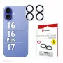 Displex Full Cover -kameran linssilasi iPhone 16/16 Plus/17, 10H, täysi kameransuojaus, pikakiinnitys, 2 kpl:n pakkaus