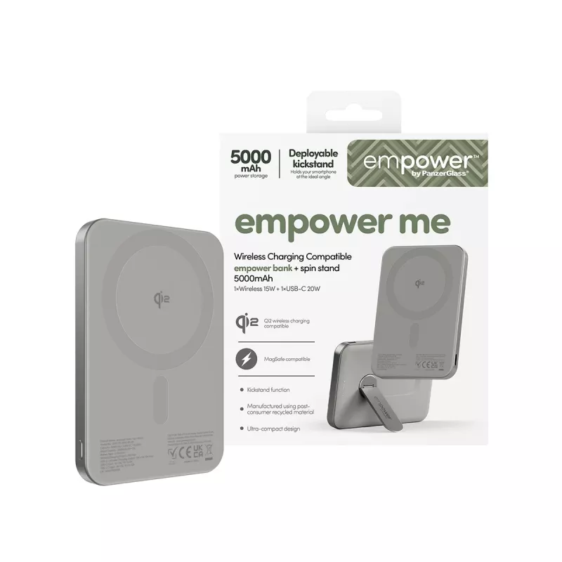 Powerbank PanzerGlass empower by empower Bank Spin Stand 5000mAh titaani