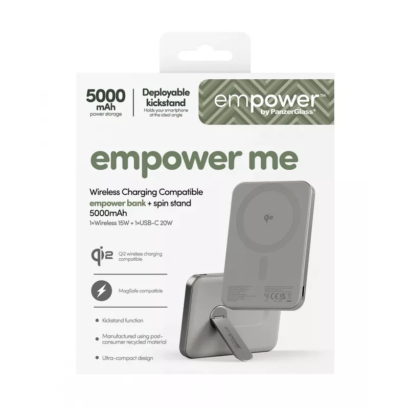 Powerbank PanzerGlass empower by empower Bank Spin Stand 5000mAh titaani