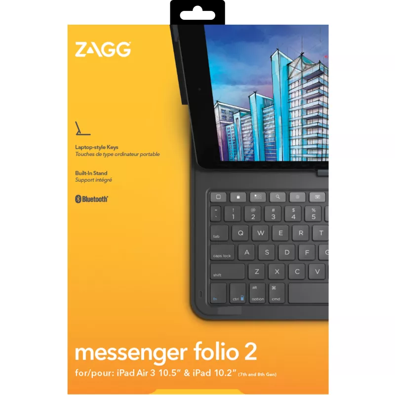 ZAGG näppäimistö Messenger Folio 2-Apple-iPad 10.2/10.5-Charcoal-saksa