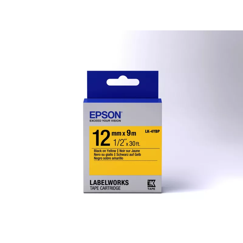 Epson tarrakasetti Pastell LK-4YBP musta/keltainen 12 mm (9 m)