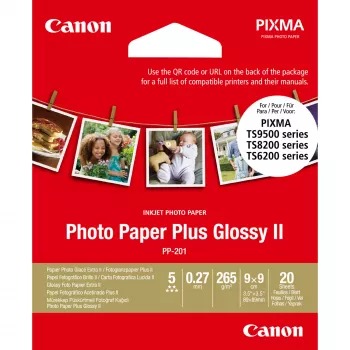 Canon PP-201 Glossy II valokuvapaperi Plus 3,5 x 3,5 tuumaa – 20 arkkia