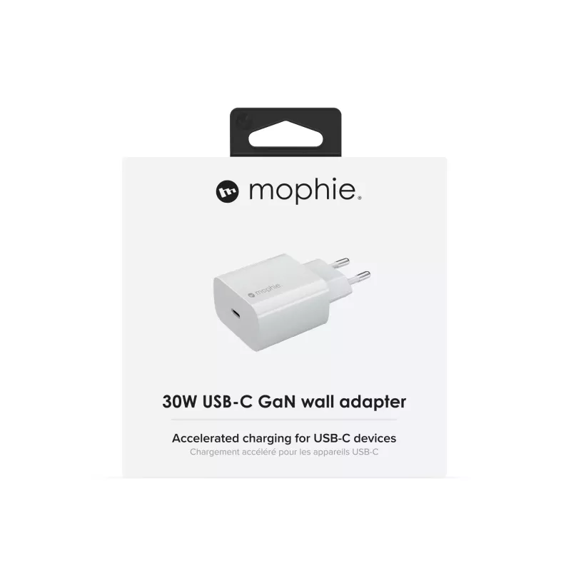 Seinäadapteri mophie Accessories USB-C 30W GaN valkoinen EU pikalataus