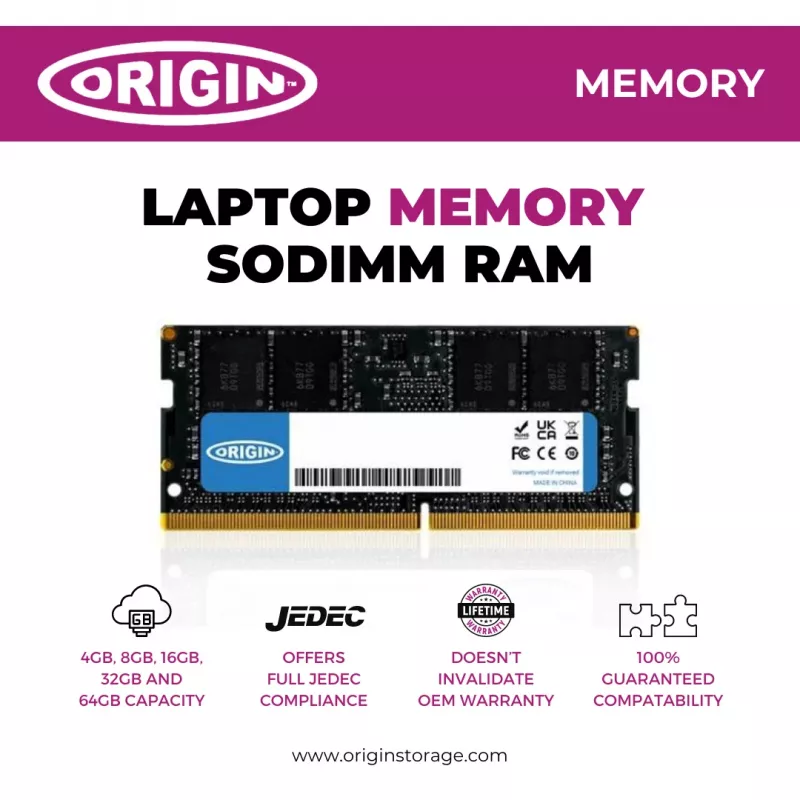 Kannettavan RAM Origin 8GB DDR4 3200MHz SODIMM 260-nastainen 1Rx8 Non-ECC 1,2V