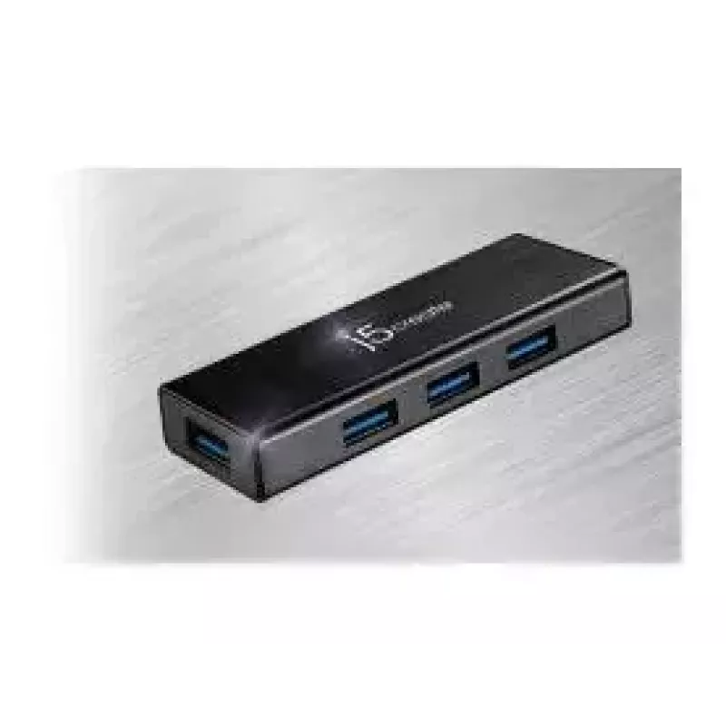 USB-keskitin j5create JUH340 4-porttinen USB 3.0 musta alumiini