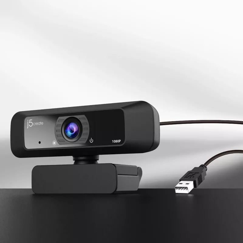 j5create JVCU100 USB™ HD-verkkokamera 360° käännöllä, 1080p videotallennusresoluutio, musta