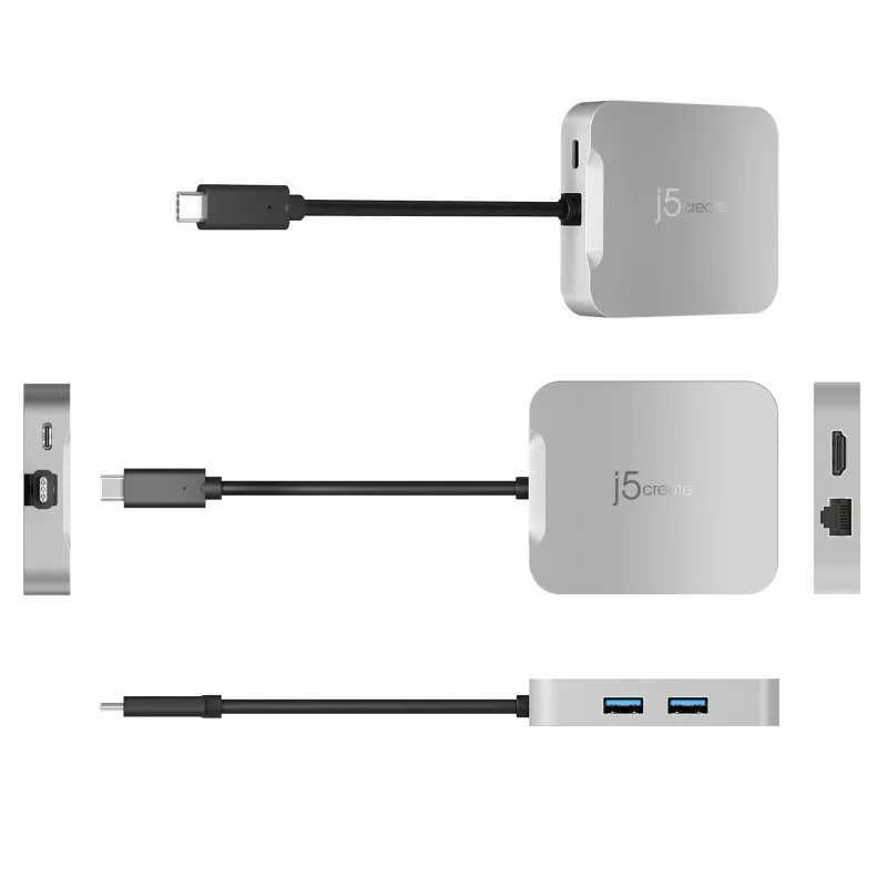 j5create JCD391 4K60 Elite USB-C® PD moniporttisovitin, hopea