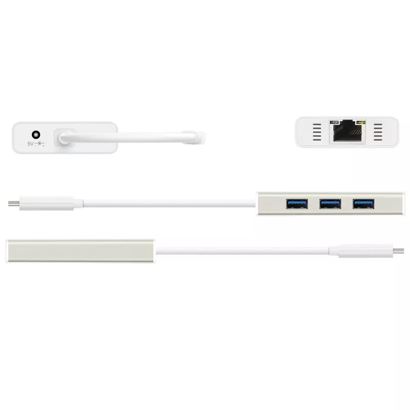 j5create JCH471 USB-C™ Gigabit Ethernet ja keskitin monisovitin, metallinen champagne