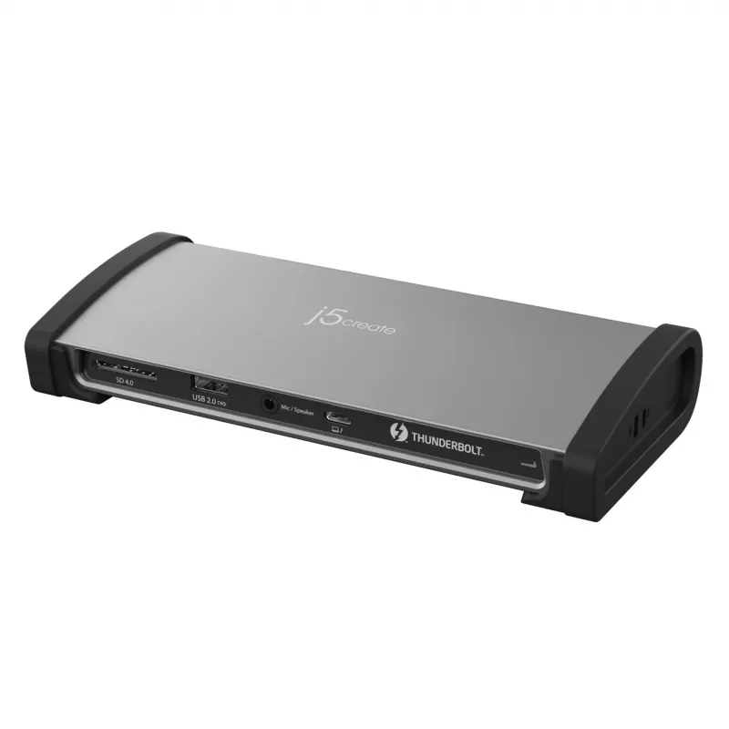 j5create JTD562 - 8K Thunderbolt™ 4 -telakointiasema - EU, johdollinen, Thunderbolt 4, 96 W, 3,5 mm, 10,100,1000 Mbit/s, harmaa