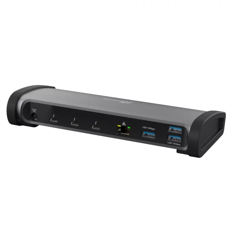 j5create JTD562 - 8K Thunderbolt™ 4 -telakointiasema - EU, johdollinen, Thunderbolt 4, 96 W, 3,5 mm, 10,100,1000 Mbit/s, harmaa