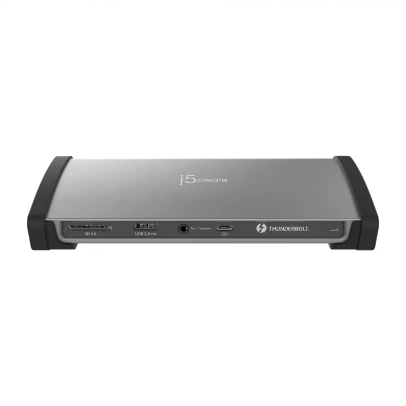 j5create JTD562 - 8K Thunderbolt™ 4 -telakointiasema - EU, johdollinen, Thunderbolt 4, 96 W, 3,5 mm, 10,100,1000 Mbit/s, harmaa