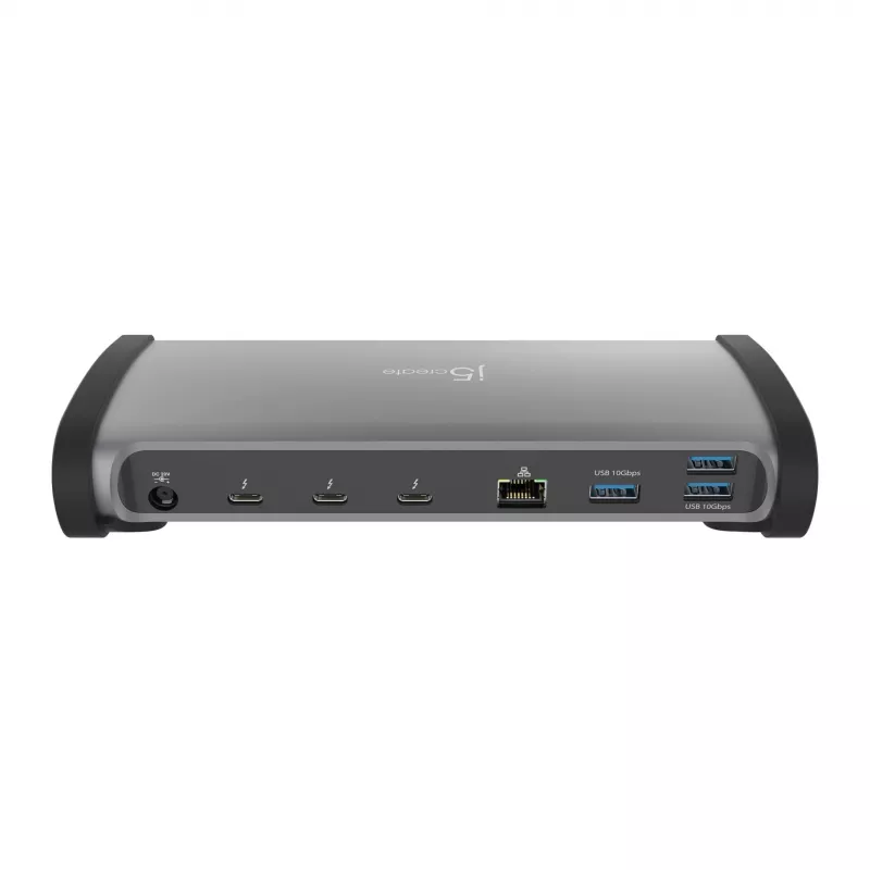 j5create JTD562 - 8K Thunderbolt™ 4 -telakointiasema - EU, johdollinen, Thunderbolt 4, 96 W, 3,5 mm, 10,100,1000 Mbit/s, harmaa