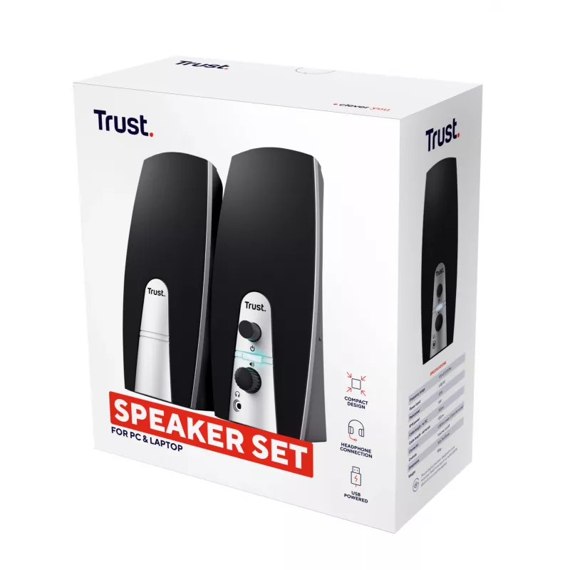 Trust 24660 kaiutinsarja 5 W PC/kannettava musta, metallinen 2.0 kanavaa