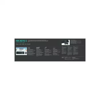 Logitech MX Keys S näppäimistö yleiskäyttöön RF langaton + Bluetooth AZERTY belgialainen grafiitti