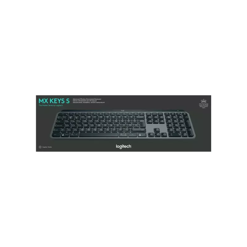 Logitech MX Keys S näppäimistö yleiskäyttöön RF langaton + Bluetooth AZERTY belgialainen grafiitti