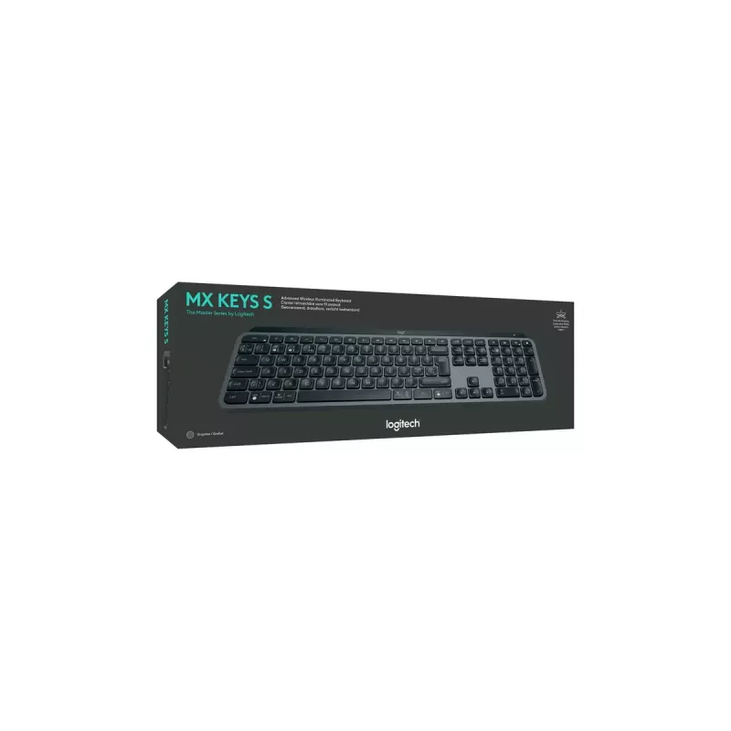 Logitech MX Keys S näppäimistö yleiskäyttöön RF langaton + Bluetooth AZERTY belgialainen grafiitti