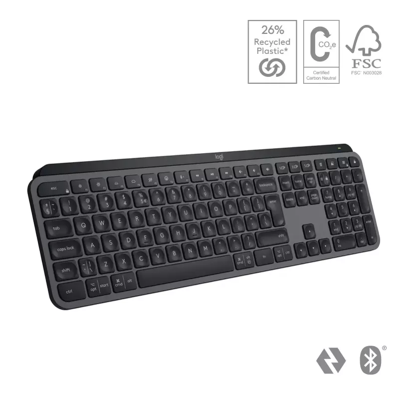 Logitech MX Keys S näppäimistö yleiskäyttöön RF langaton + Bluetooth AZERTY belgialainen grafiitti