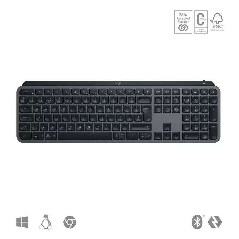 Logitech MX Keys S näppäimistö yleiskäyttöön RF langaton + Bluetooth AZERTY belgialainen grafiitti