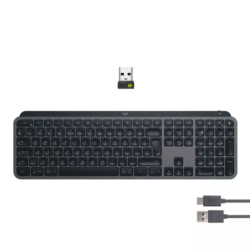 Logitech MX Keys S näppäimistö yleiskäyttöön RF langaton + Bluetooth AZERTY belgialainen grafiitti