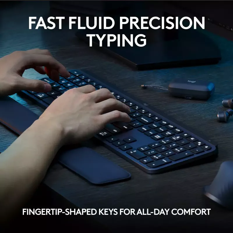Logitech MX Keys S näppäimistö yleiskäyttöön RF langaton + Bluetooth AZERTY belgialainen grafiitti